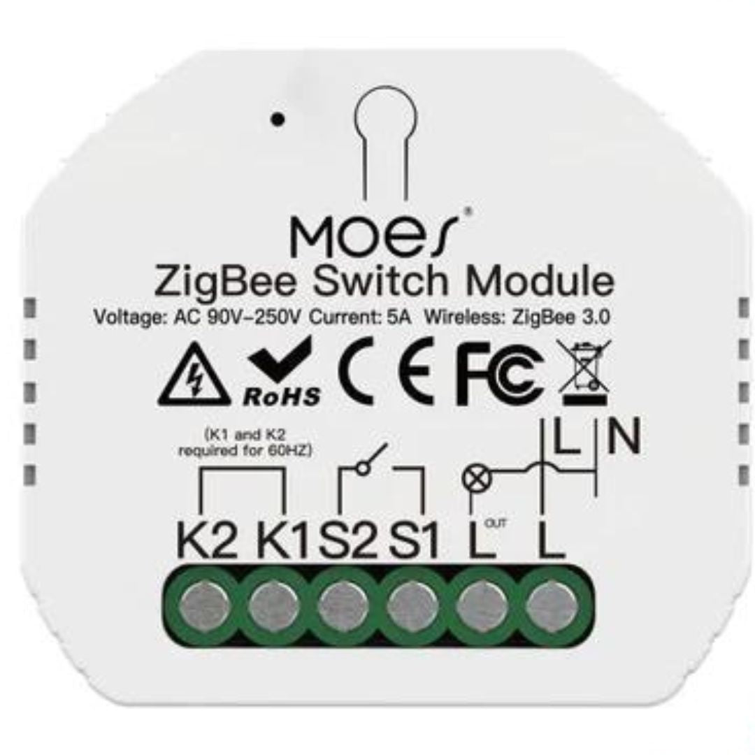 Moes Módulo Interruptor de Luz Inteligente 1 canal Sem Neutro - Smart Zigbee + RF433