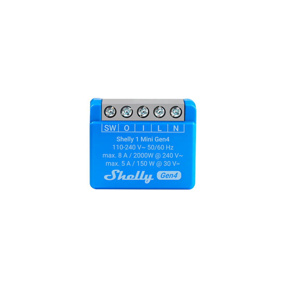 Shelly 1 Mini Gen4 - Módulo para Interruptor 1 botão ou Portão de Garagem 8A WiFi/BT/Zigbee