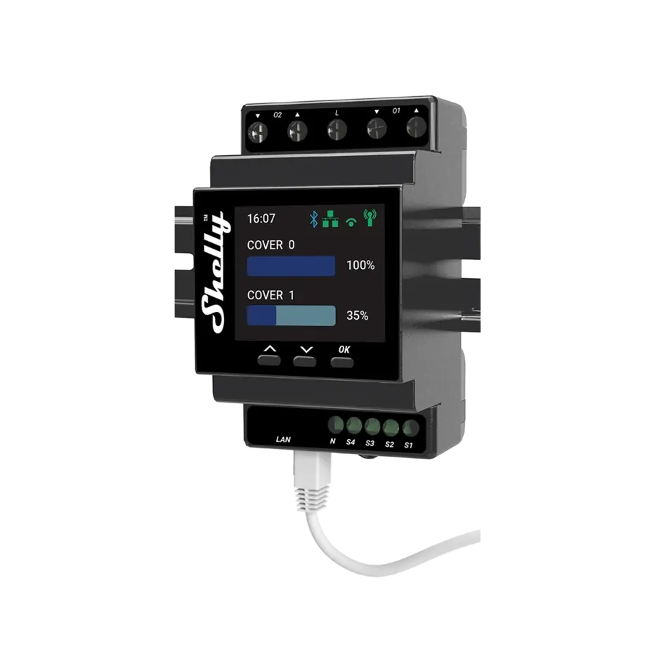 Shelly Pro Dual Cover PM Wifi com dois motores AC bidirecionais