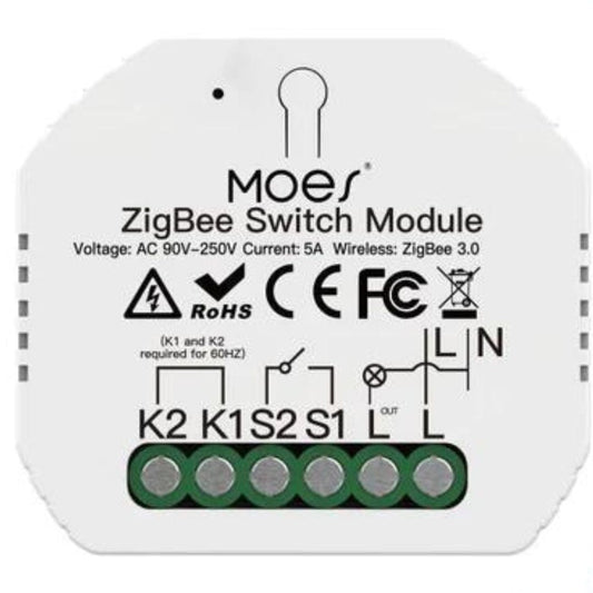 Moes Módulo Interruptor de Luz Inteligente 1 canal Sem Neutro - Smart Zigbee + RF433