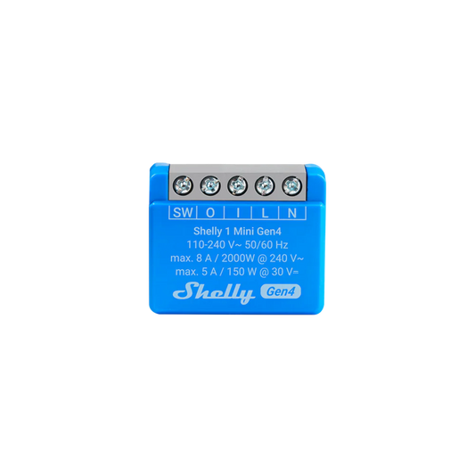 Shelly 1 Mini Gen4 - Módulo para Interruptor 1 botão ou Portão de Garagem 8A WiFi/BT/Zigbee