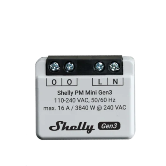 Shelly PM Mini Gen3 - Módulo para tomada com monitorização do consumo de energia 16A WiFi/BT