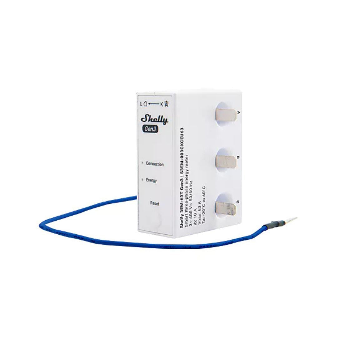 Shelly 3EM-63T Gen3 - Medidor de consumo trifásico WiFi c/ 3 TC’s