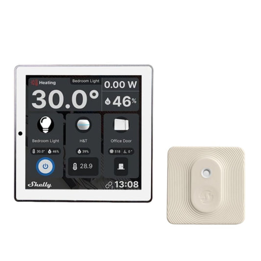 Shelly Wall Display + Sensor BLU H&T WiFi/Bluetooth - Branco/Marfim