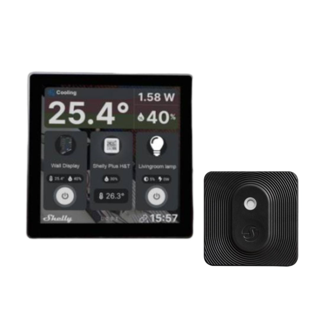 Shelly Wall Display + Sensor BLU H&T WiFi/Bluetooth - Preto